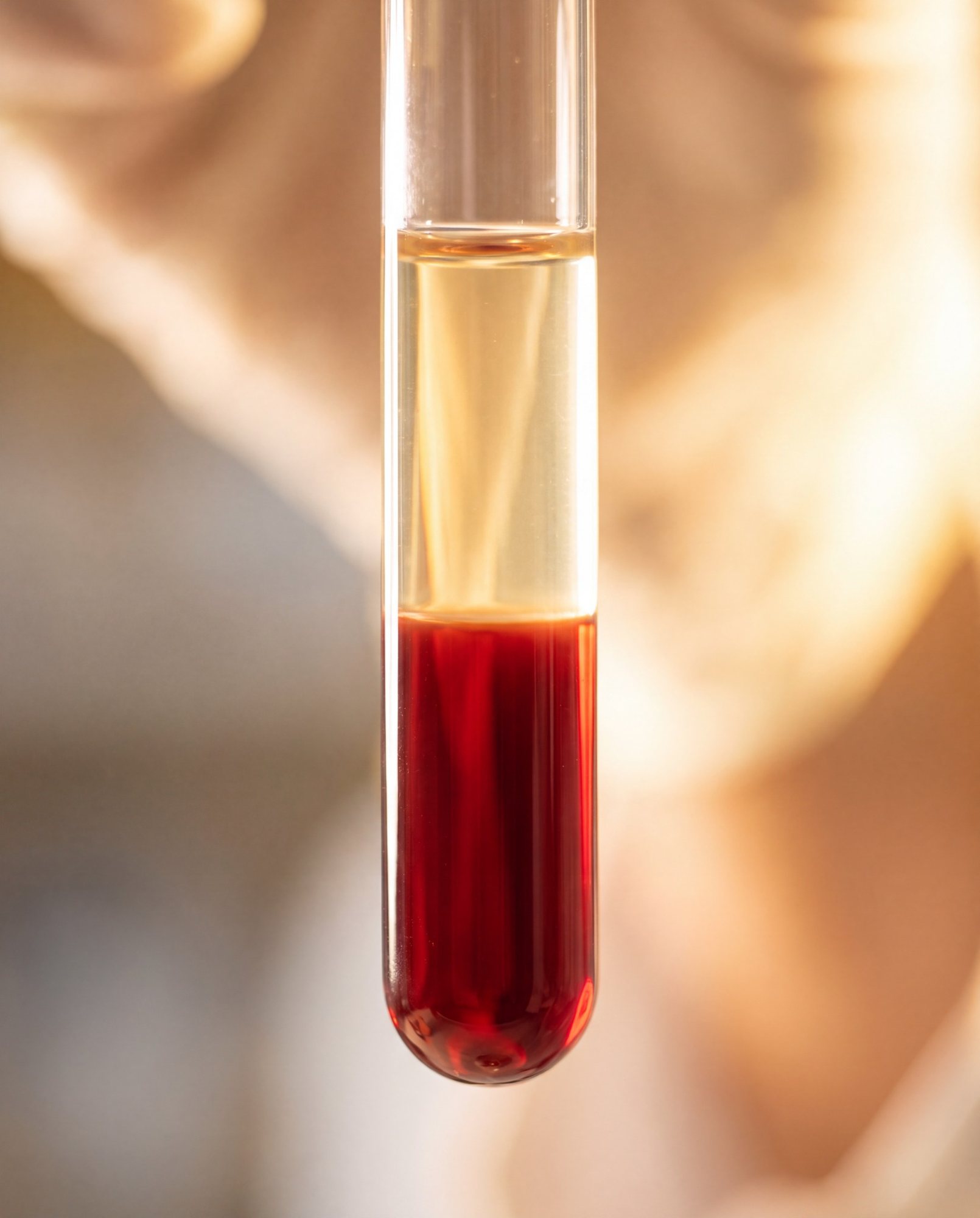 Separated blood sample in a laboratory vial
